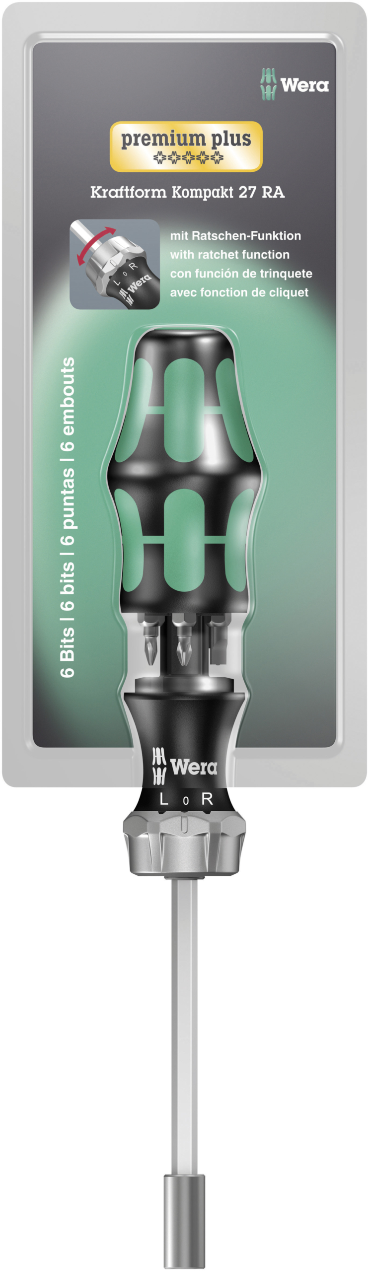 WERA KK 27 RA 1 Bitsmejsel med spärrfunktion och bits