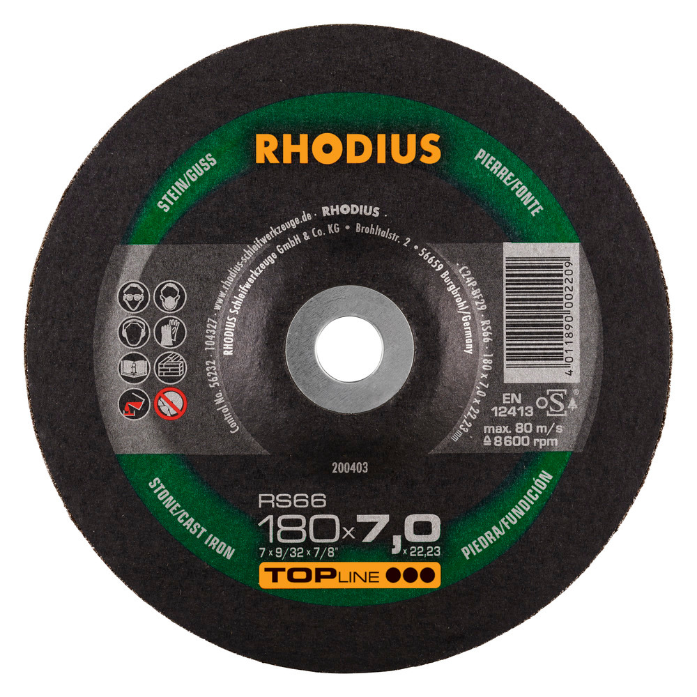RHODIUS RS66 Stenslipskivor - 180 x 7,0 x 22,23 mm