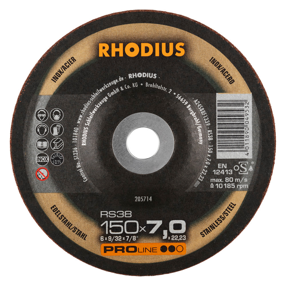 RHODIUS RS38 Slipskivor - 150 x 7,0 x 22,23 mm