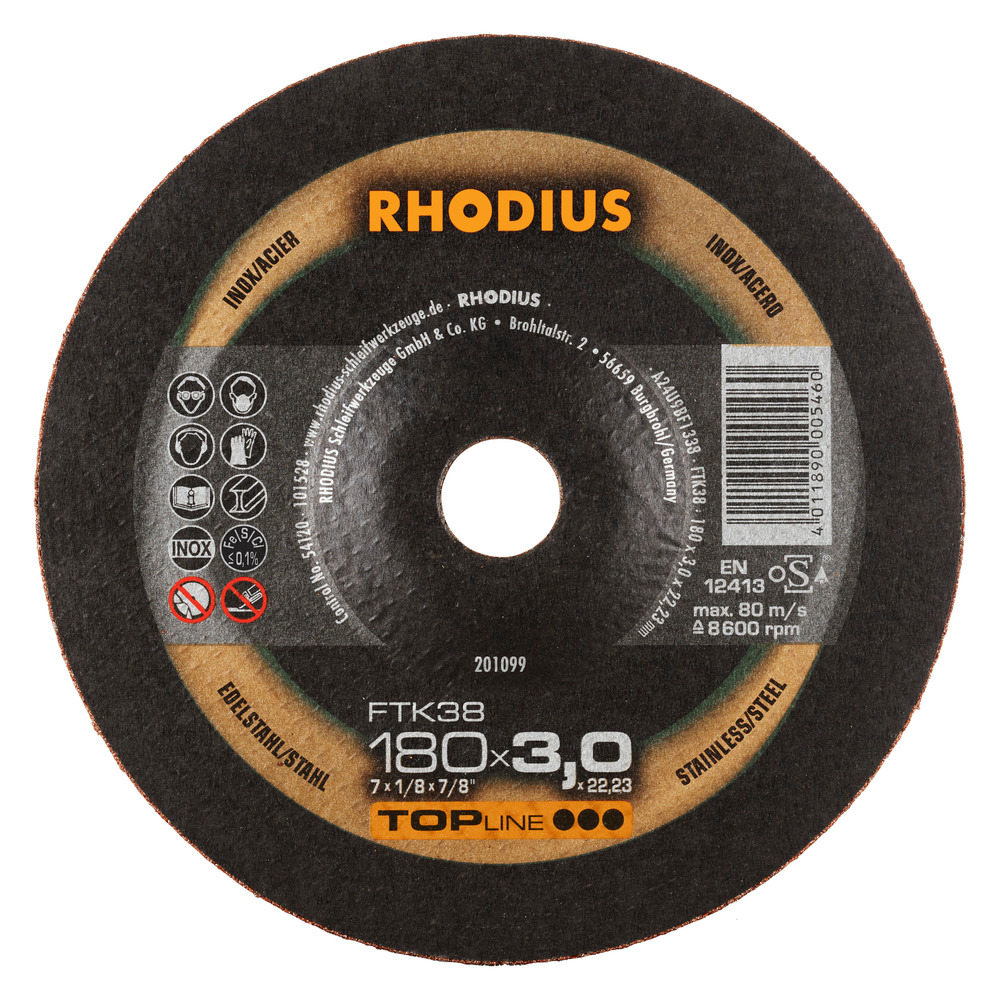 RHODIUS FTK38 Kapskivor - 180 x 3,0 x 22,23 mm