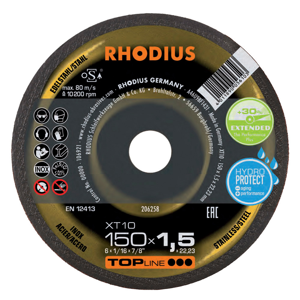 Rhodius Kapskivor XT10 INOX - 150 x 1,5 x 22,23 mm