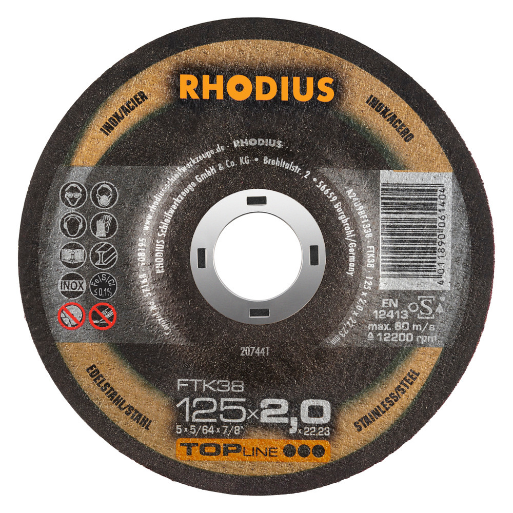 RHODIUS FTK38 Kapskivor - 125 x 2,0 x 22,23 mm