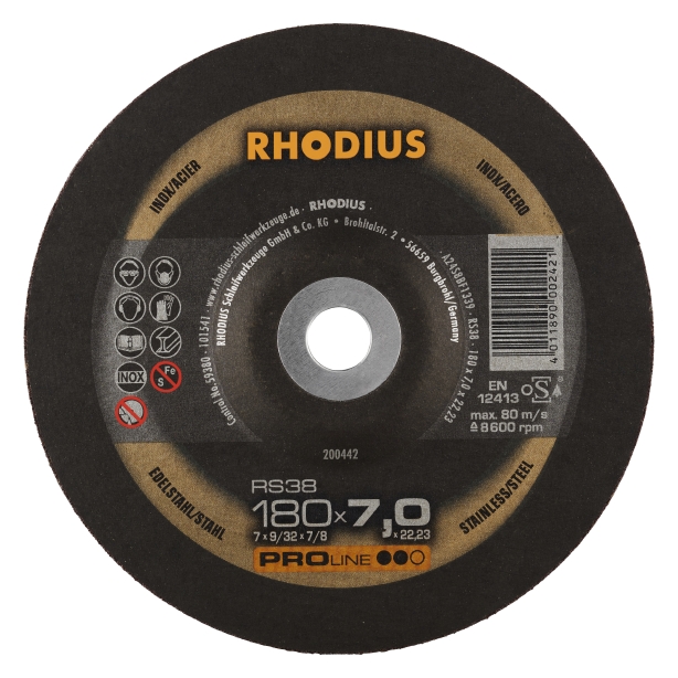 RHODIUS RS38 Slipskivor - 180 x 7,0 x 22,23 mm