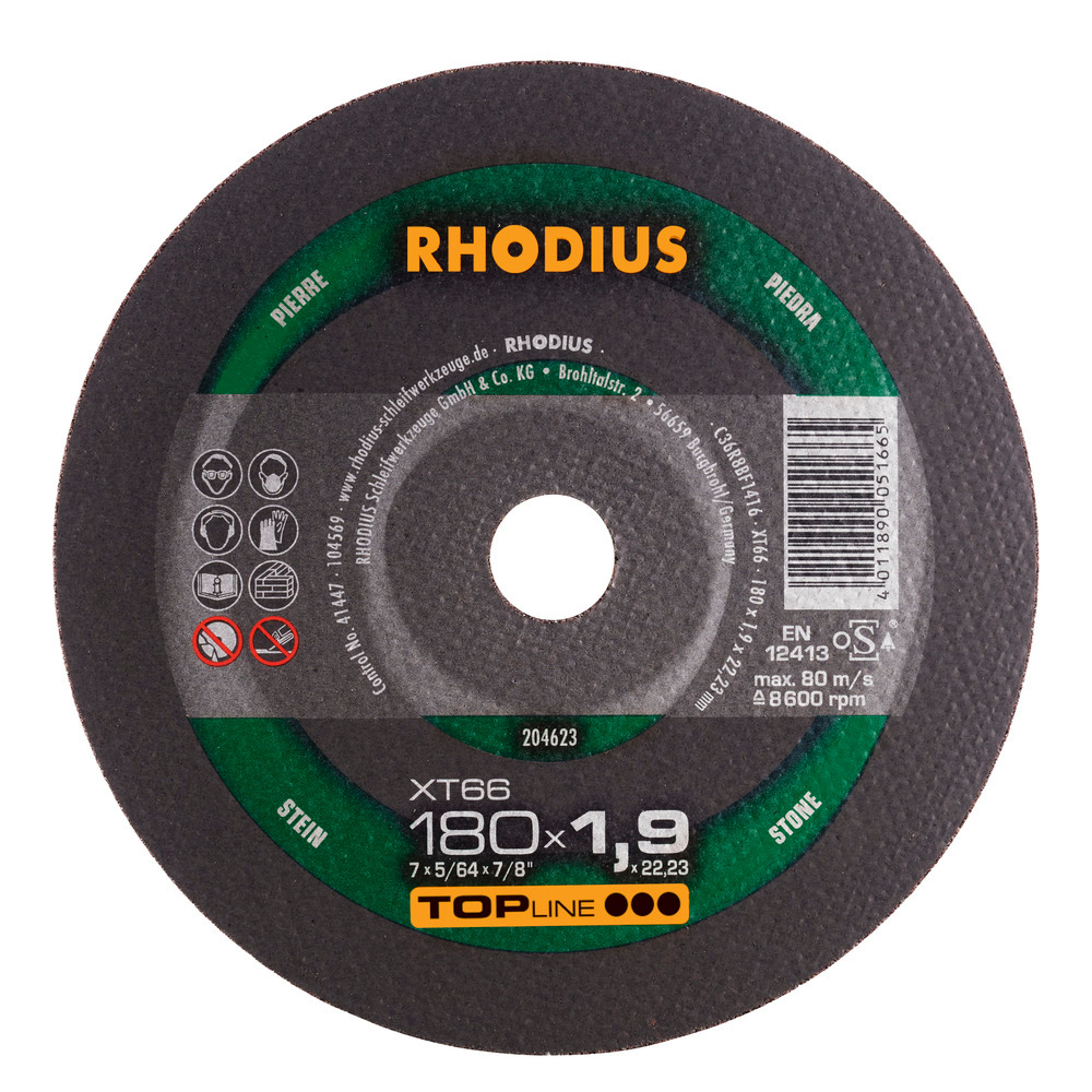 Rhodius XT66 kapskivor för stenmaterial samt titan - 180 x 1,9 x 22,23 mm