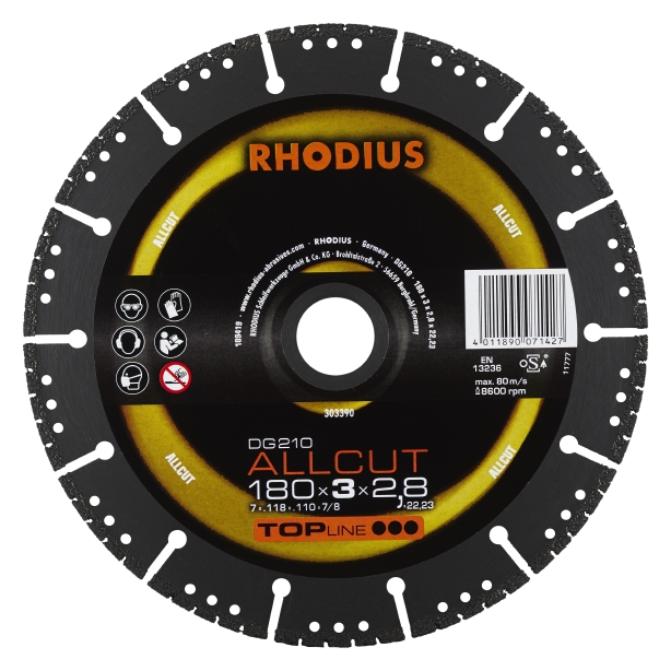 Rhodius DG210 Allcut Diamantkapskiva - 180 x 3,0 x 2,8 x 22,23 mm