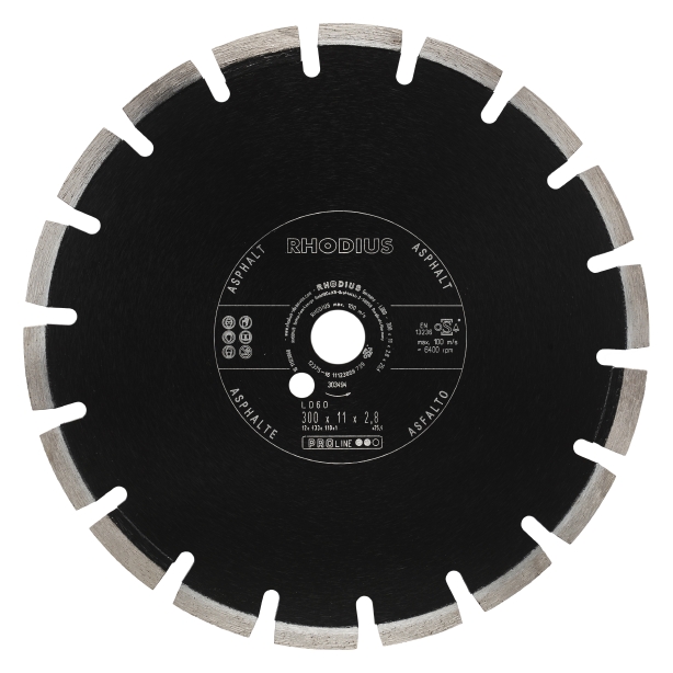 Rhodius LD60 Diamantskiva för asfalt - 300 x 10 x 3,2 x 25,4 mm