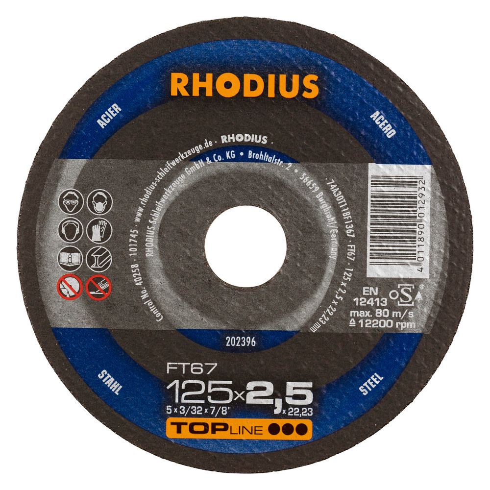 Rhodius FT67 Kapskivor - 125 x 2,5 x 22,23 mm