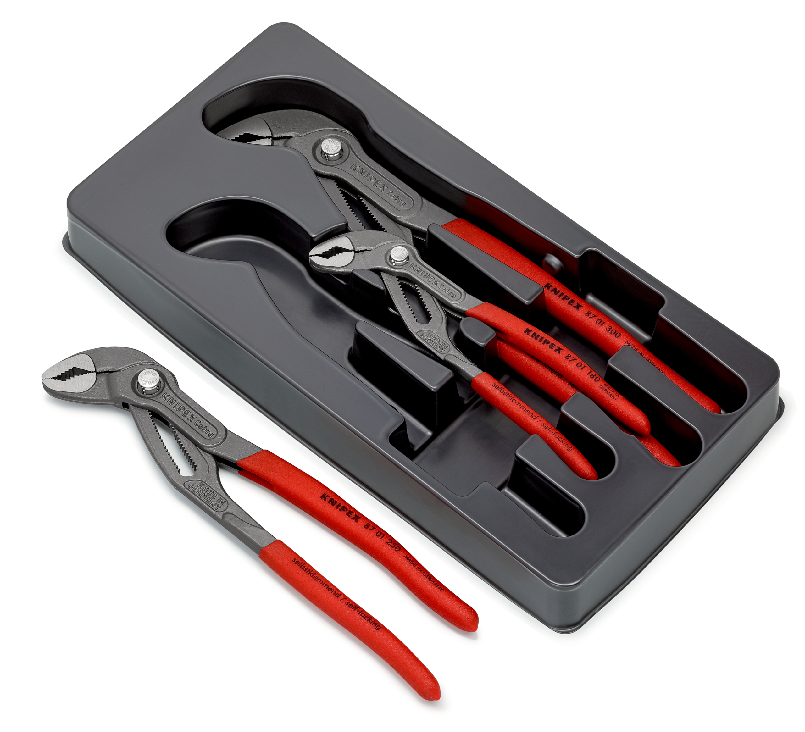 Alternativ bild 1 för KNIPEX Cobra - Tongue and groove pliers set - 3 delar - i bricka