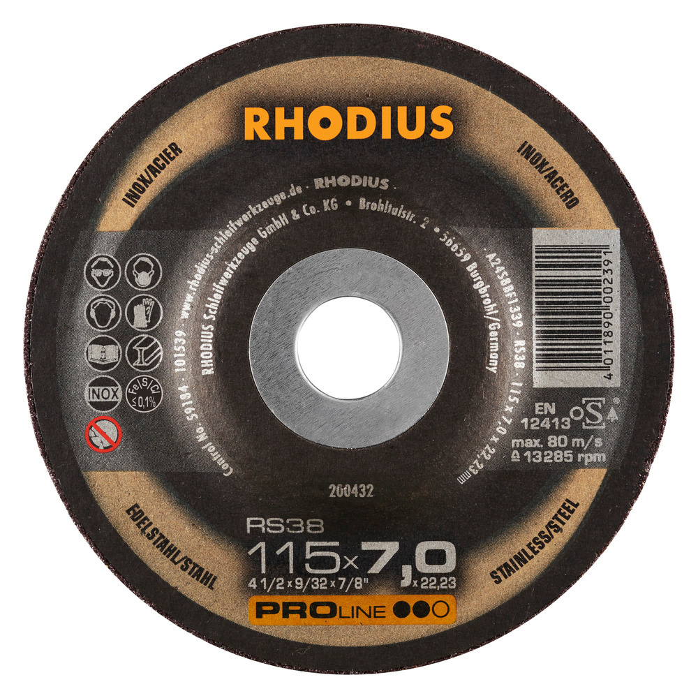 RHODIUS RS38 Slipskivor - 115 x 7,0 x 22,23 mm