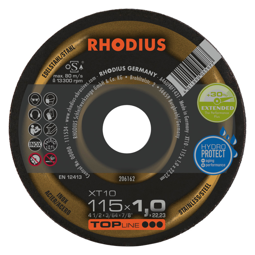 Rhodius Kapskivor XT10 INOX - 115 x 1,0 x 22,23 mm