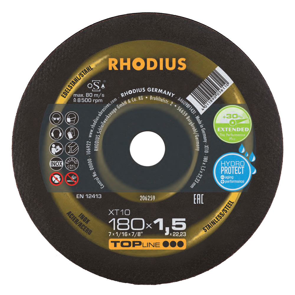 Rhodius Kapskivor XT10 INOX - 180 x 1,5 x 22,23 mm