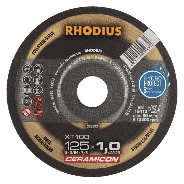 Rhodius Kapskiva XT100 Ceramicon INOX - 125 x 1,0 x 22,23 mm