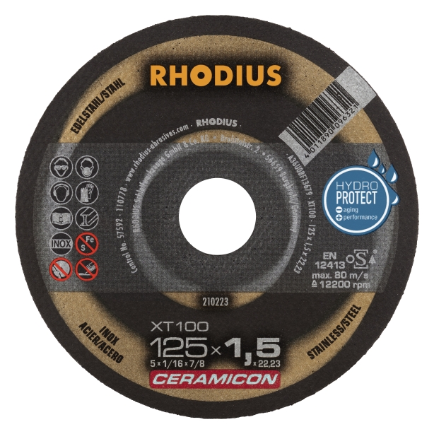 Rhodius Kapskiva XT100 Ceramicon INOX - 125 x 1,5 x 22,23 mm