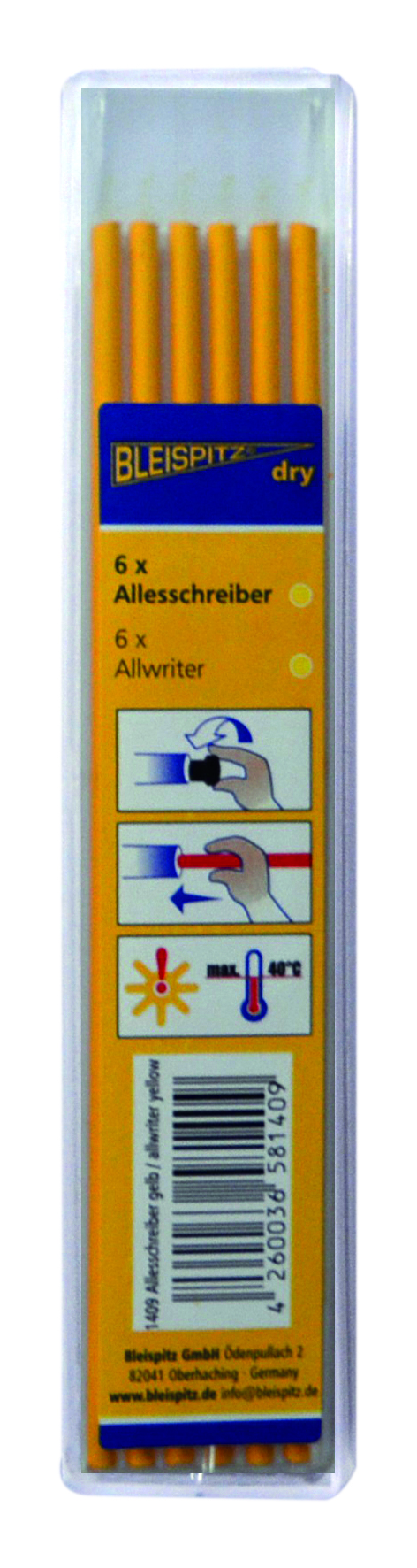 BLEISPITZ Lösa stift till dry Profi Krita gul 6st