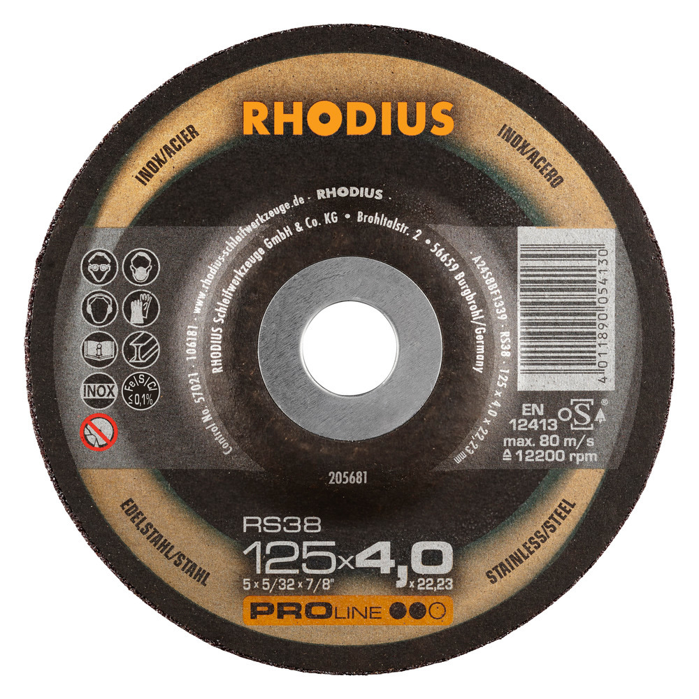 RHODIUS RS38 Slipskivor - 125 x 4,0 x 22,23 mm