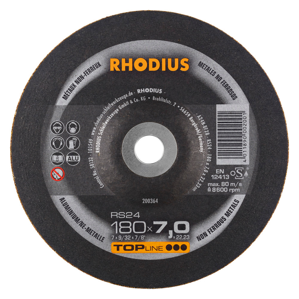 RHODIUS RS24 Slipskivor ALU - 180 x 7,0 x 22,23 mm