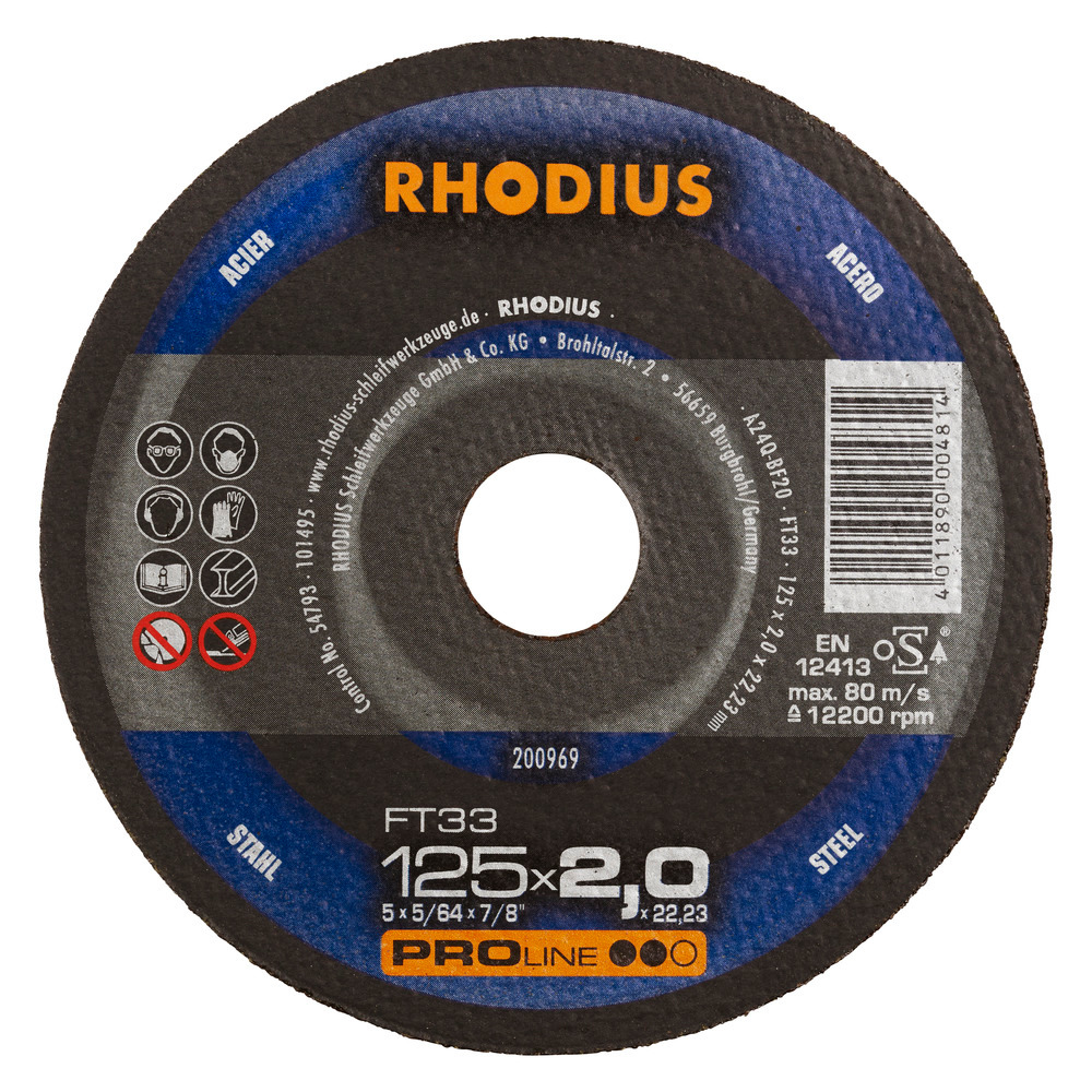 RHODIUS FT33 Kapskivor - 125 x 2,0 x 22,23 mm