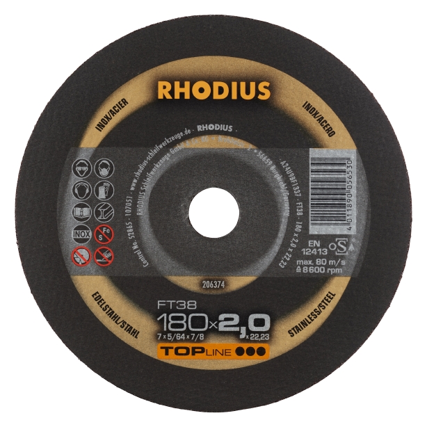 Rhodius Kapskivor FT38 INOX - 180 x 2,0 mm