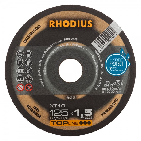 Rhodius Kapskivor XT10 INOX - 125 x 1,5 x 22,23 mm