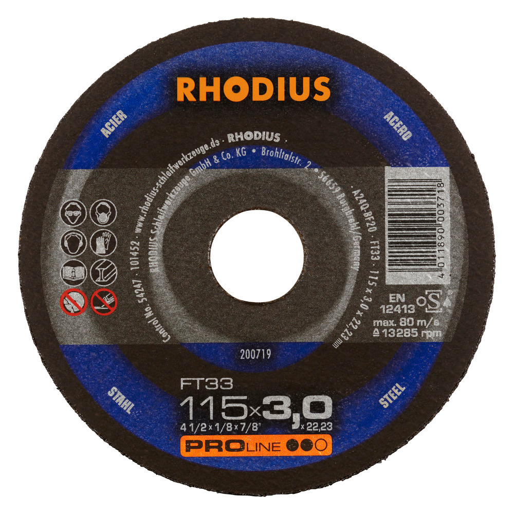 RHODIUS FT33 Kapskivor - 115 x 3,0 x 22,23 mm