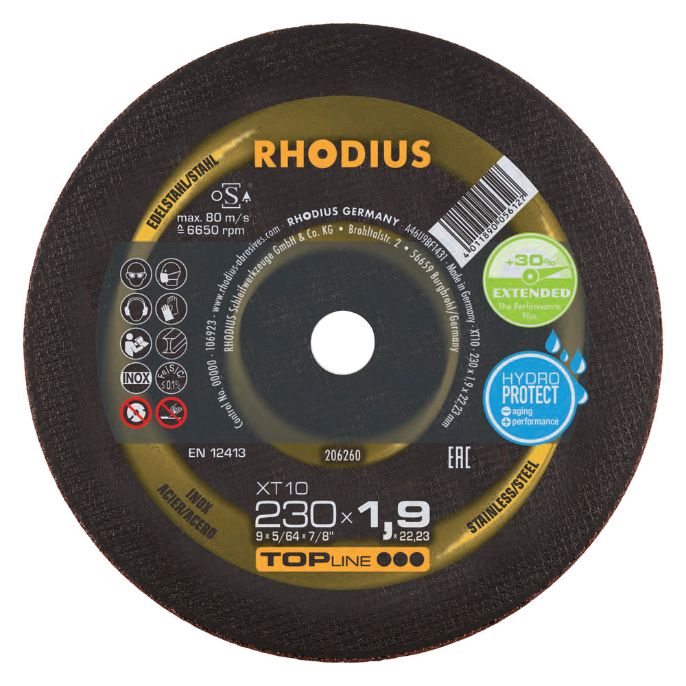 Rhodius Kapskivor XT10 INOX - 230 x 1,9 x 22,23 mm