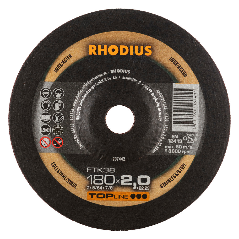 RHODIUS FTK38 Kapskivor - 180 x 2,0 x 22,23 mm