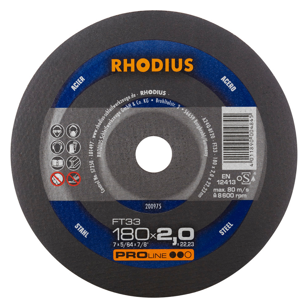 RHODIUS FT33 Kapskivor - 180 x 2,0 x 22,23 mm