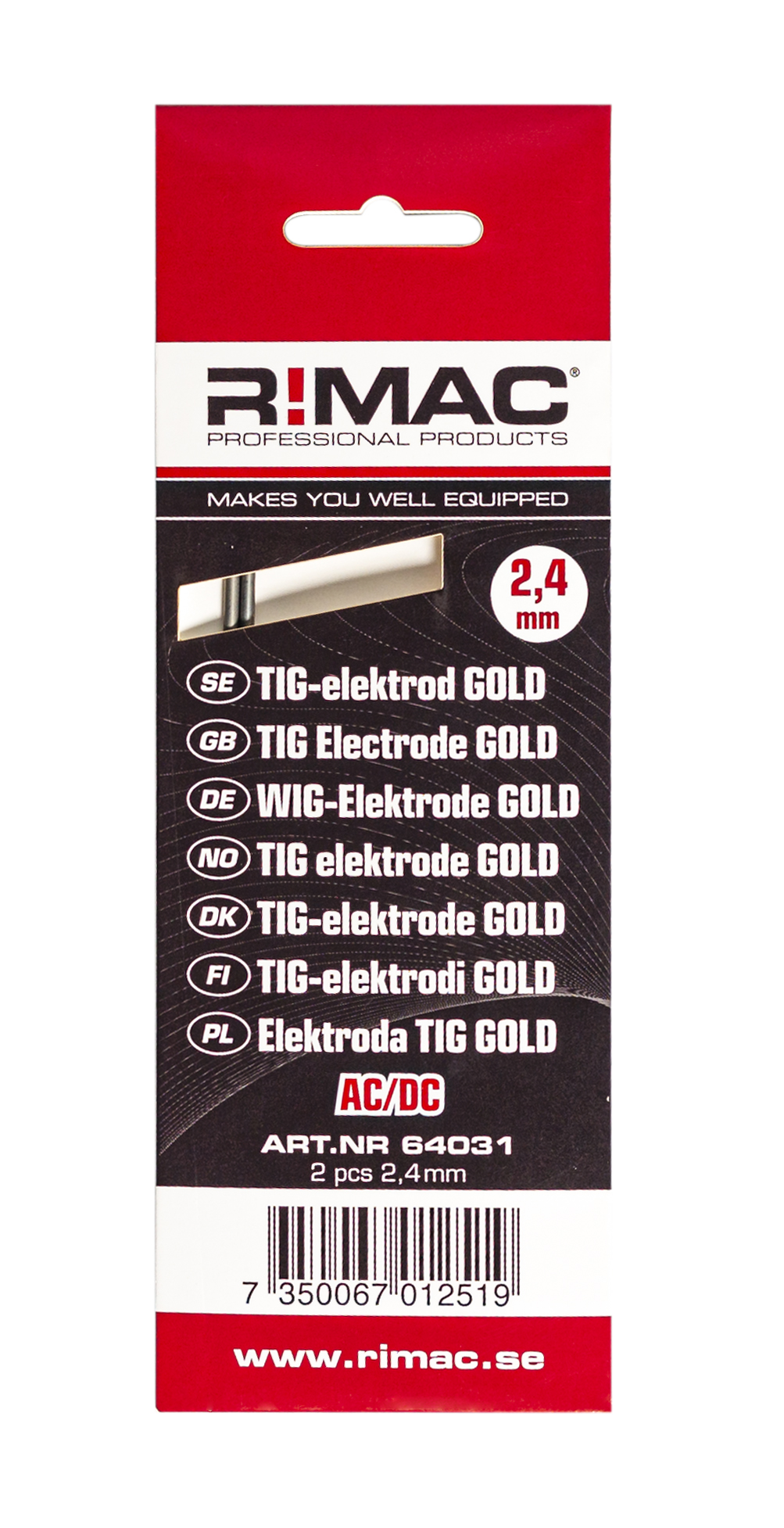 TIG ELEKTRODER GULD Mini-pack - 2,4 x 150 mm