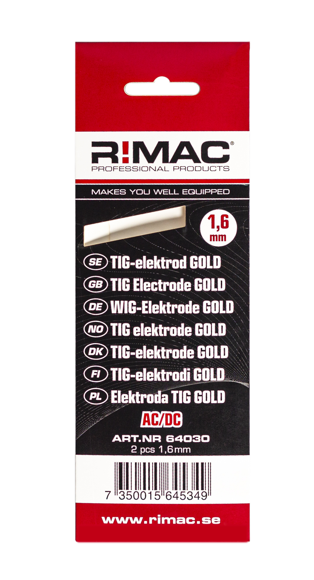 TIG ELEKTRODER GULD Mini-pack - 1,6 x 150 mm