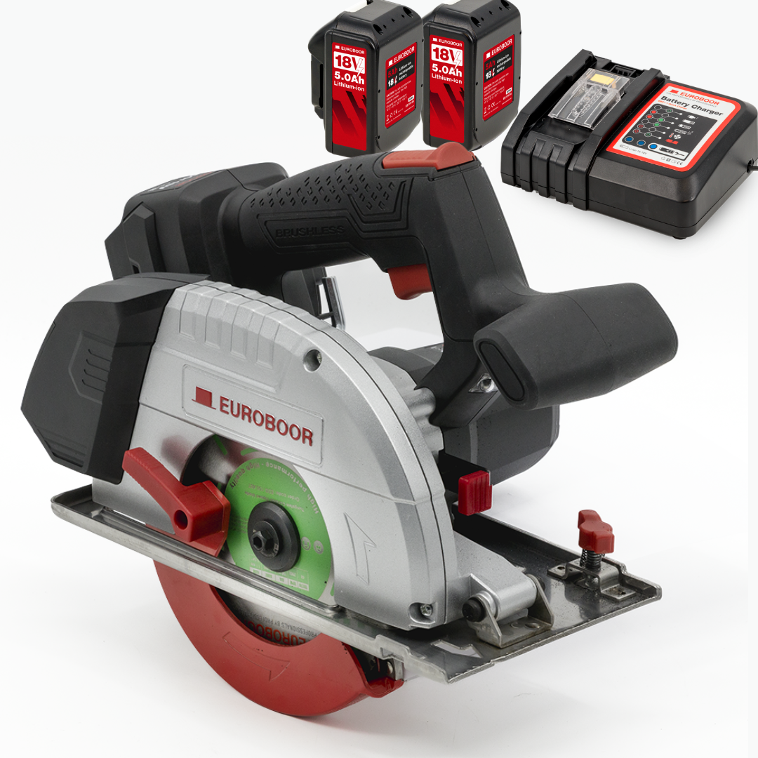EUROBOOR CIRKELSÅG BATTERIDRIVEN - Maskin + 2 x 5Ah batterier och laddare