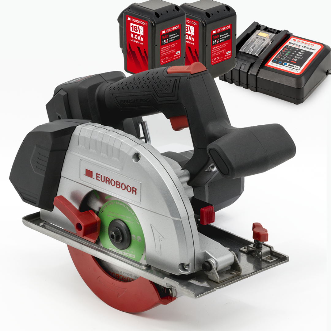 EUROBOOR CIRKELSÅG BATTERIDRIVEN - Maskin + 2 x 9Ah batterier och laddare